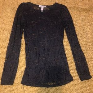 Gray Fitted Lace Top